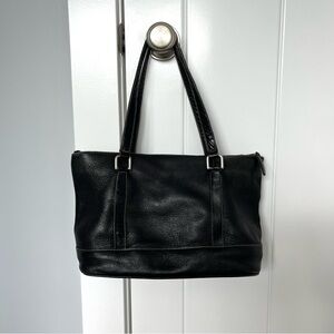Latico NJ USA Genuine Leather Medium Tote Satchel Bag Black Zippered Hand Bag